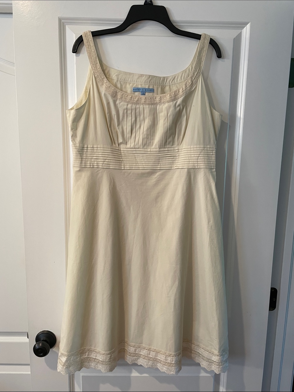 ANTONIO MELANI Cream Midi Dress with Lace Trim